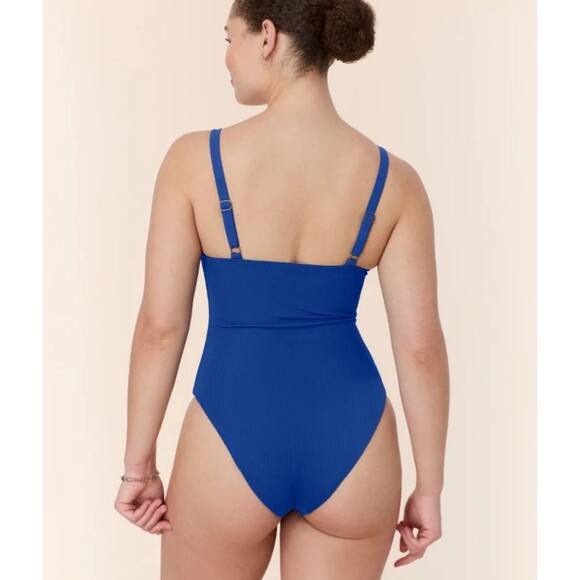Andie Swim The Marco One Piece Swimsuit Mazarine Blue Rib Size MT Long Torso NWT - Picture 2 of 13